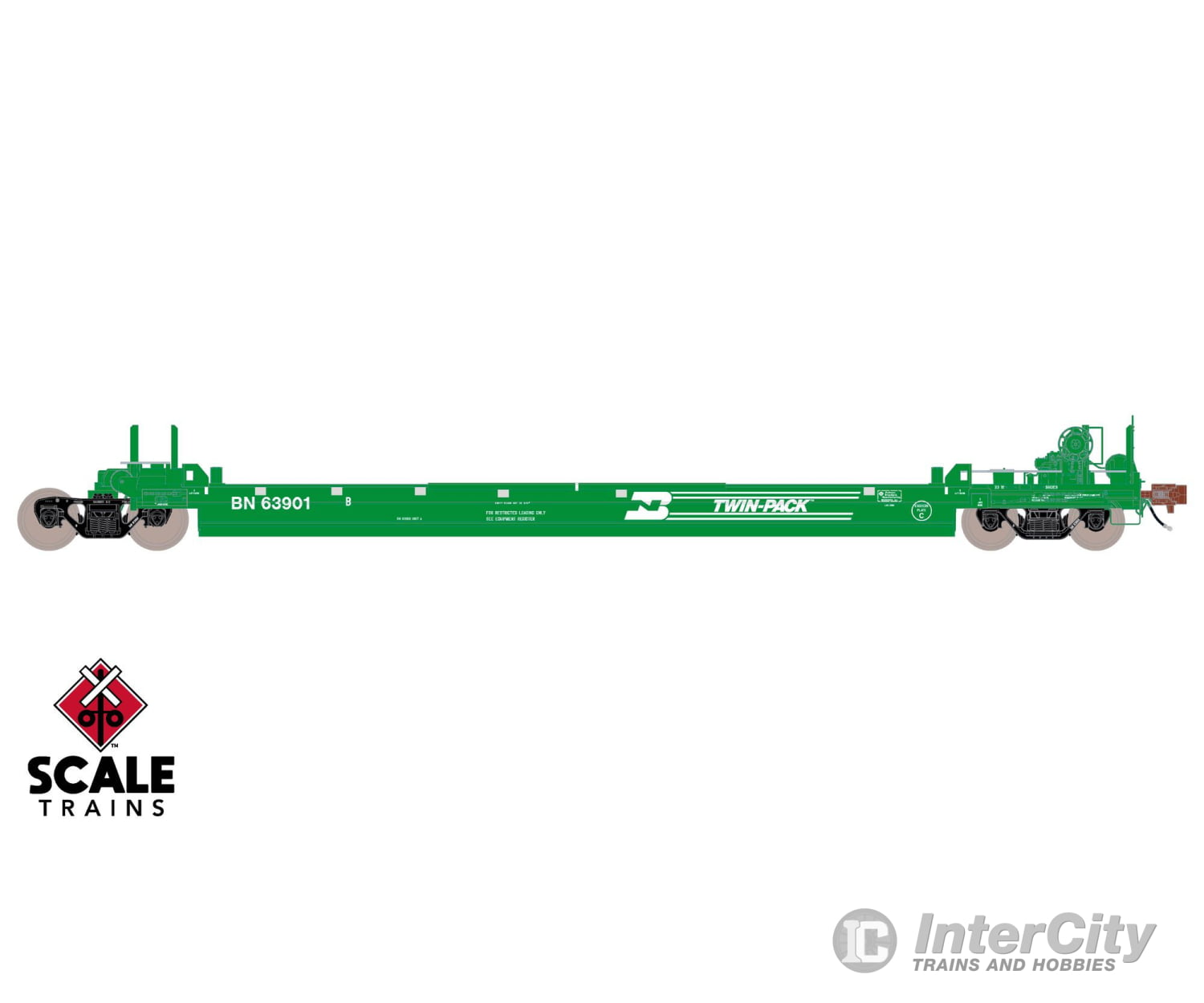 ScaleTrains SXT40087 Rivet Counter HO Scale Pullman-Standard Trinity Backpacker Well Car Set (5) Burlington