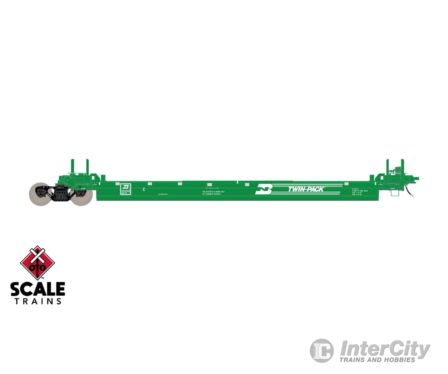 ScaleTrains SXT40088 Rivet Counter HO Scale Pullman-Standard Trinity Backpacker Well Car Set (5) Burlington