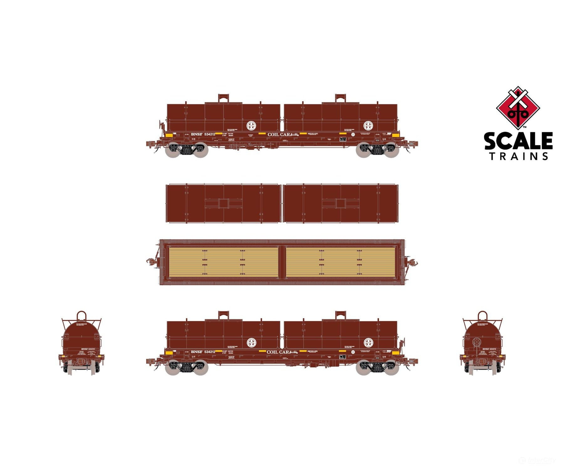 ScaleTrains SXT40273 Rivet Counter HO Scale Thrall 2-Hood Coil Steel Car BNSF/Circle-Cross Hoods 534212 Freight Cars