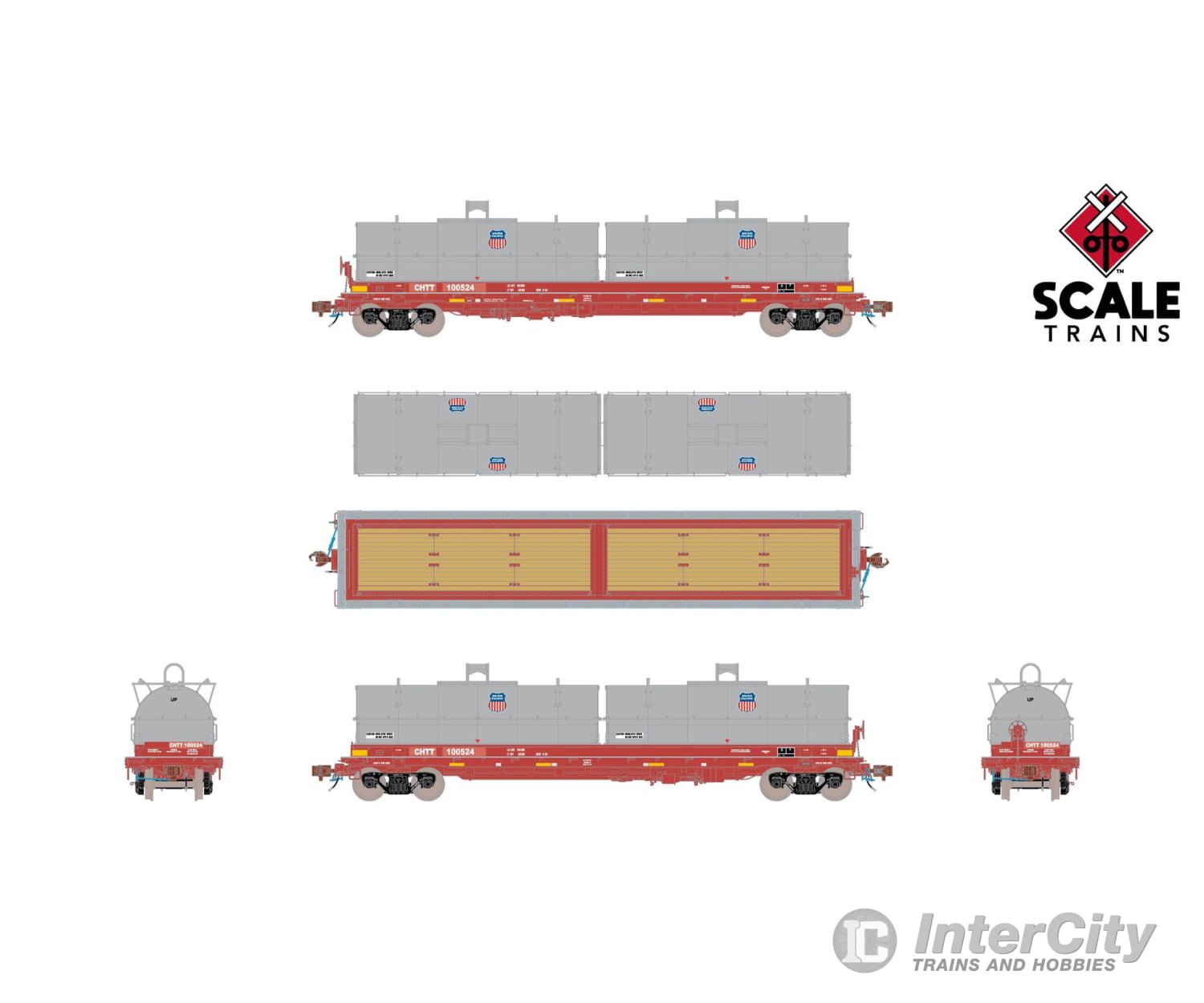 ScaleTrains SXT40304 Rivet Counter HO Scale Thrall 2-Hood Coil Steel Car CHTT/ex-CTRN Patched/Union Pacific Hoods