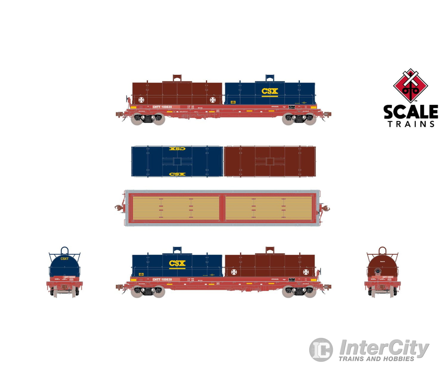 ScaleTrains SXT40305 Rivet Counter HO Scale Thrall 2-Hood Coil Steel Car CHTT/ex-CTRN Patched/ATSF & CSX Hoods 100639