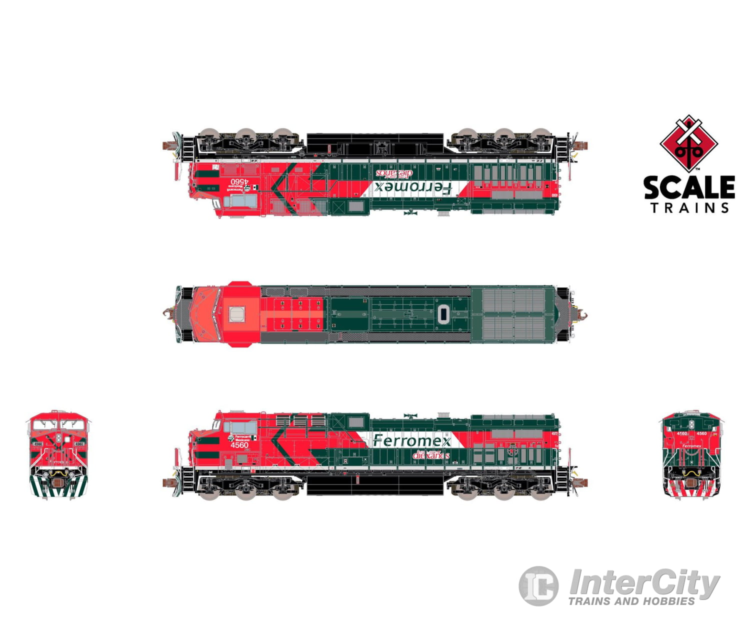 ScaleTrains SXT40625 Rivet Counter N Scale GE AC4400CW Ferromex/Diabla/Diexanos 4560 DCC & Sound Equipped Locomotives