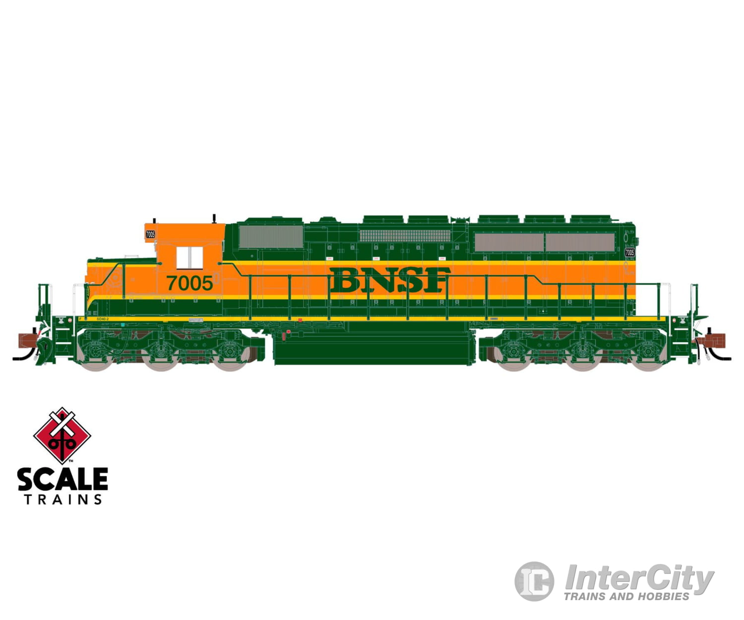 ScaleTrains SXT40676 Rivet Counter N Scale EMD SD40-2 BNSF/Heritage/Small Circle-Cross Nose Logo 7016 DC/DCC Ready