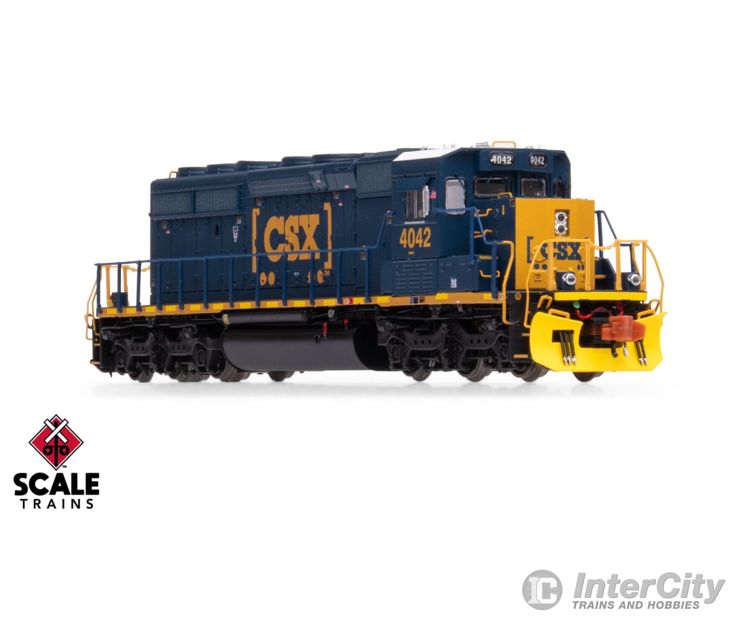 ScaleTrains SXT40686 Rivet Counter N Scale EMD SD40-3 CSX/YN3 Boxcar Logo/Yellow Plow 4042 DC/DCC Ready Locomotives