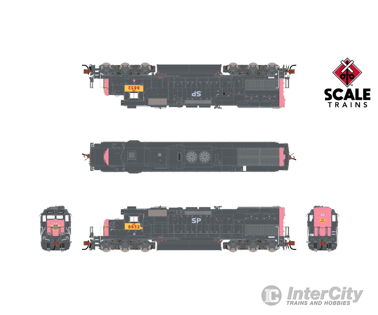 ScaleTrains SXT41064 Rivet Counter N Scale EMD SD40T-2 Union Pacific/ex-SP ’SP’ Lettering Patch/Ditch Lights 8852 DCC &