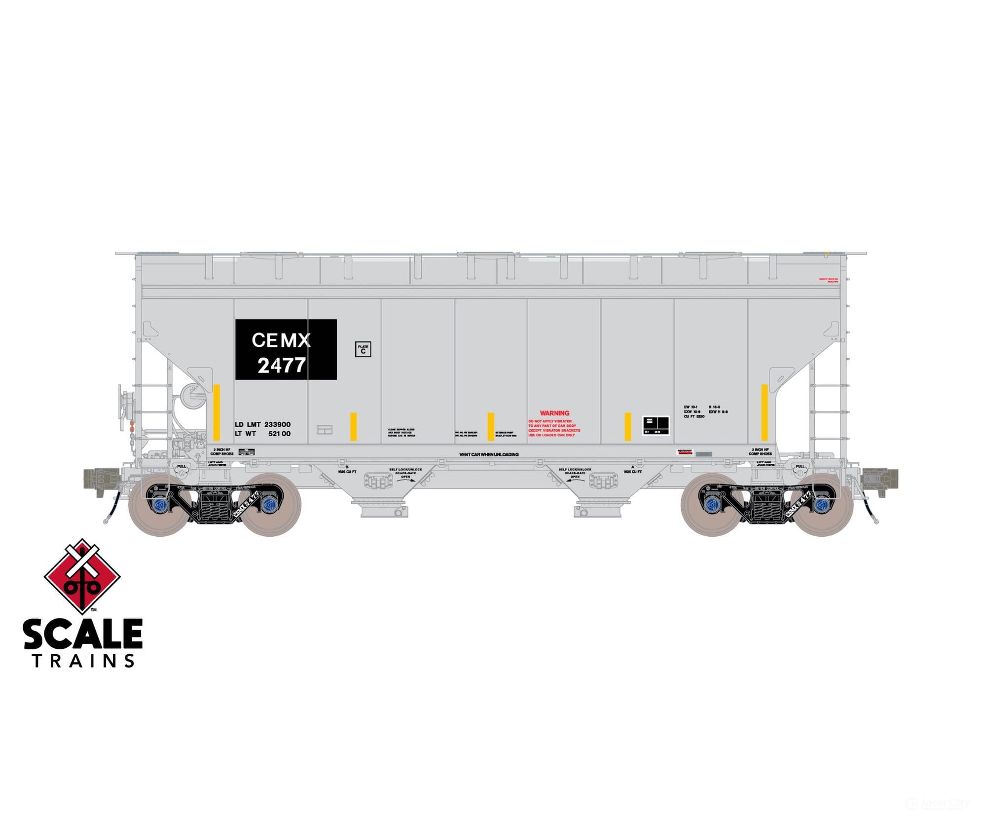 ScaleTrains SXT41094 Rivet Counter HO Scale Gunderson 3250 Covered Hopper CEMEX/ex-AOKX Black PatchedAutoLOK II Outlet