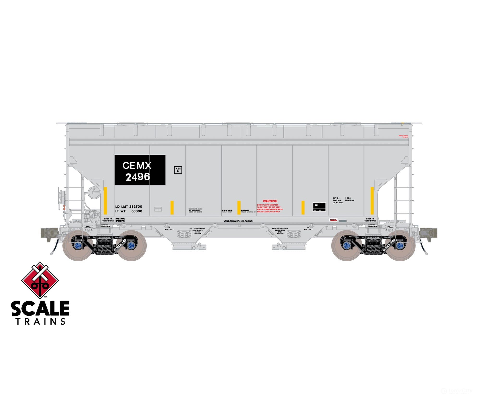 ScaleTrains SXT41095 Rivet Counter HO Scale Gunderson 3250 Covered Hopper CEMEX/ex-AOKX Black Patched/Low Profile