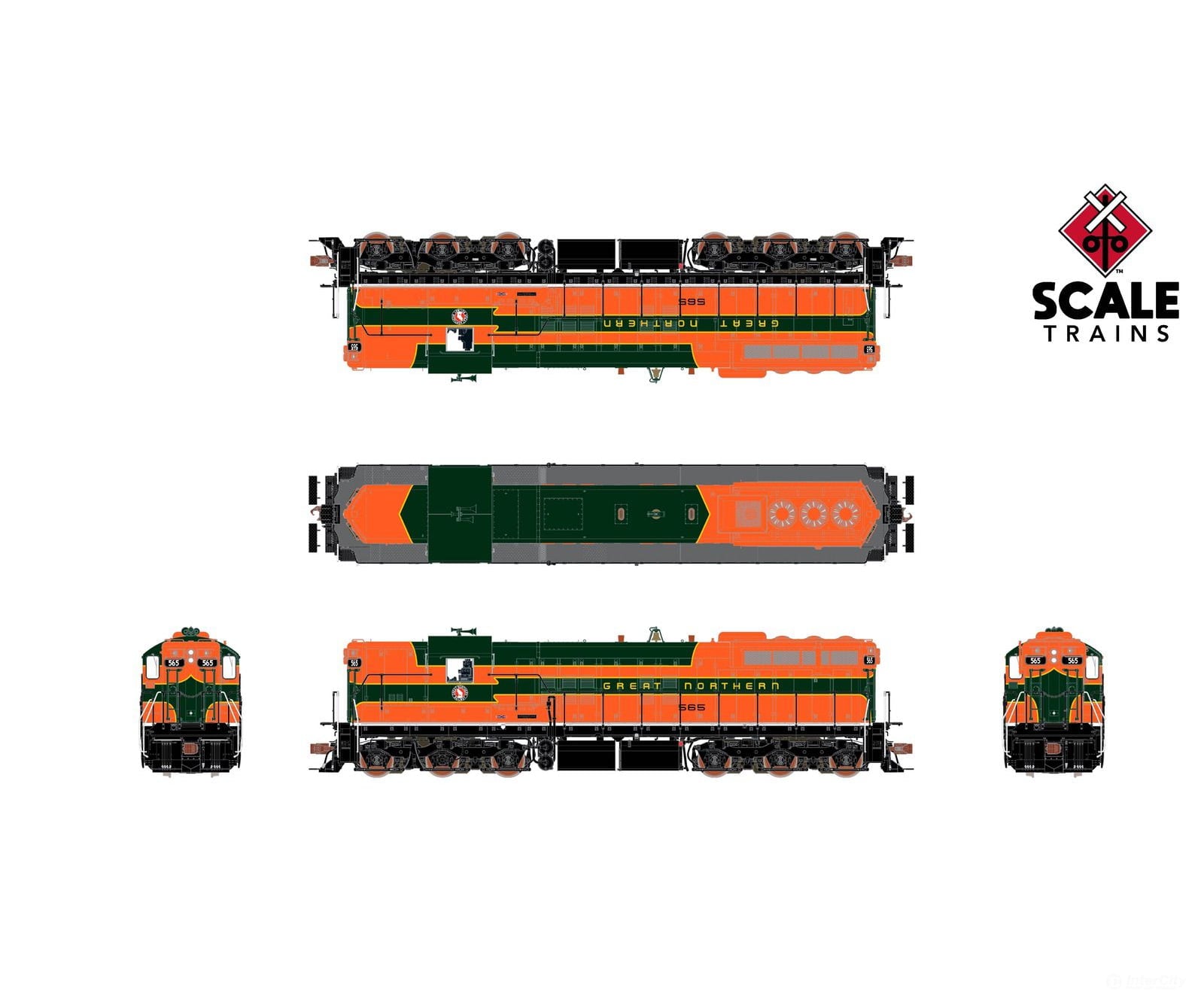 ScaleTrains SXT41168 Rivet Counter HO Scale EMD SD7 Great Northern/Empire Builder/As Delivered 566 DCC & Sound Equipped