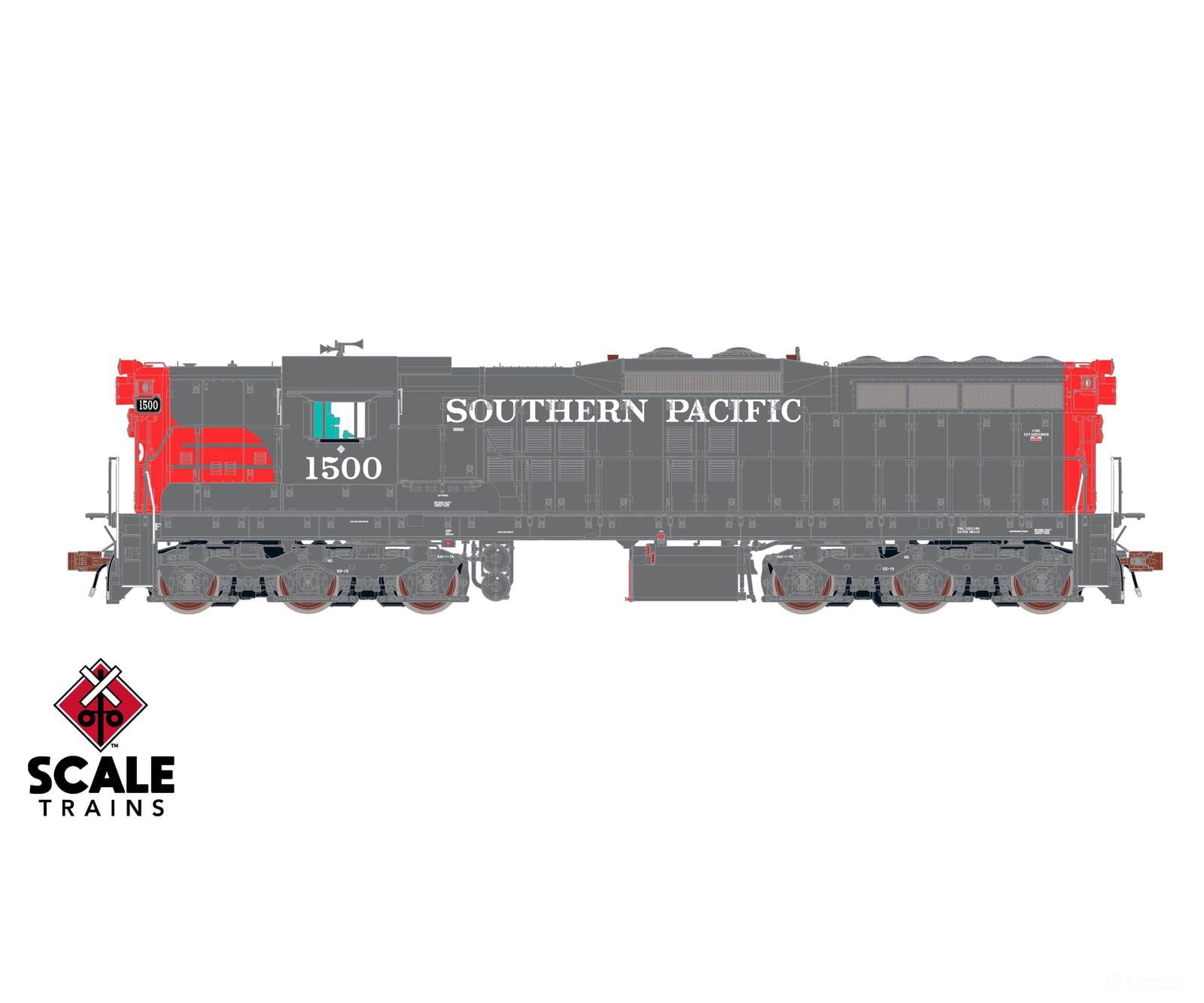 ScaleTrains SXT41192 Rivet Counter HO Scale EMD SD7R Southern Pacific/Bloody Nose 1518 DCC & Sound Equipped