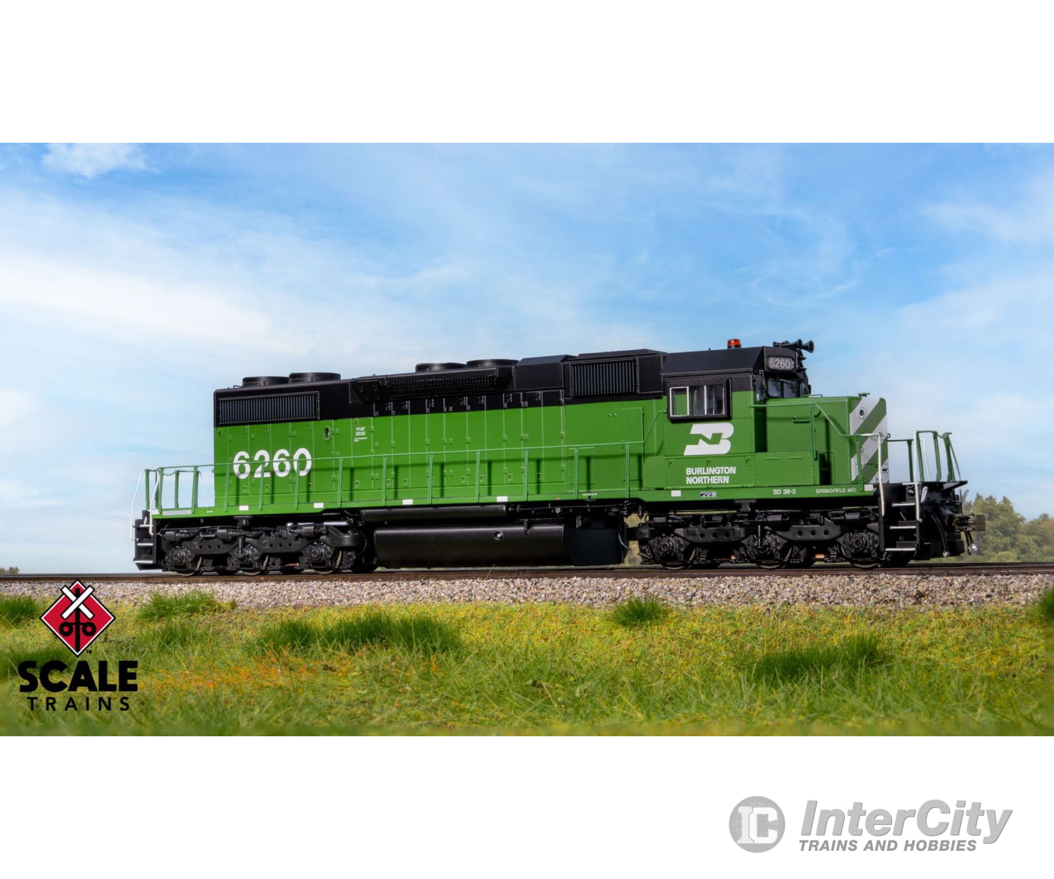 ScaleTrains SXT41228 Rivet Counter HO Scale EMD SD38-2 w/Dynamic Brakes Burlington Northern 6261 DCC & Sound Equipped