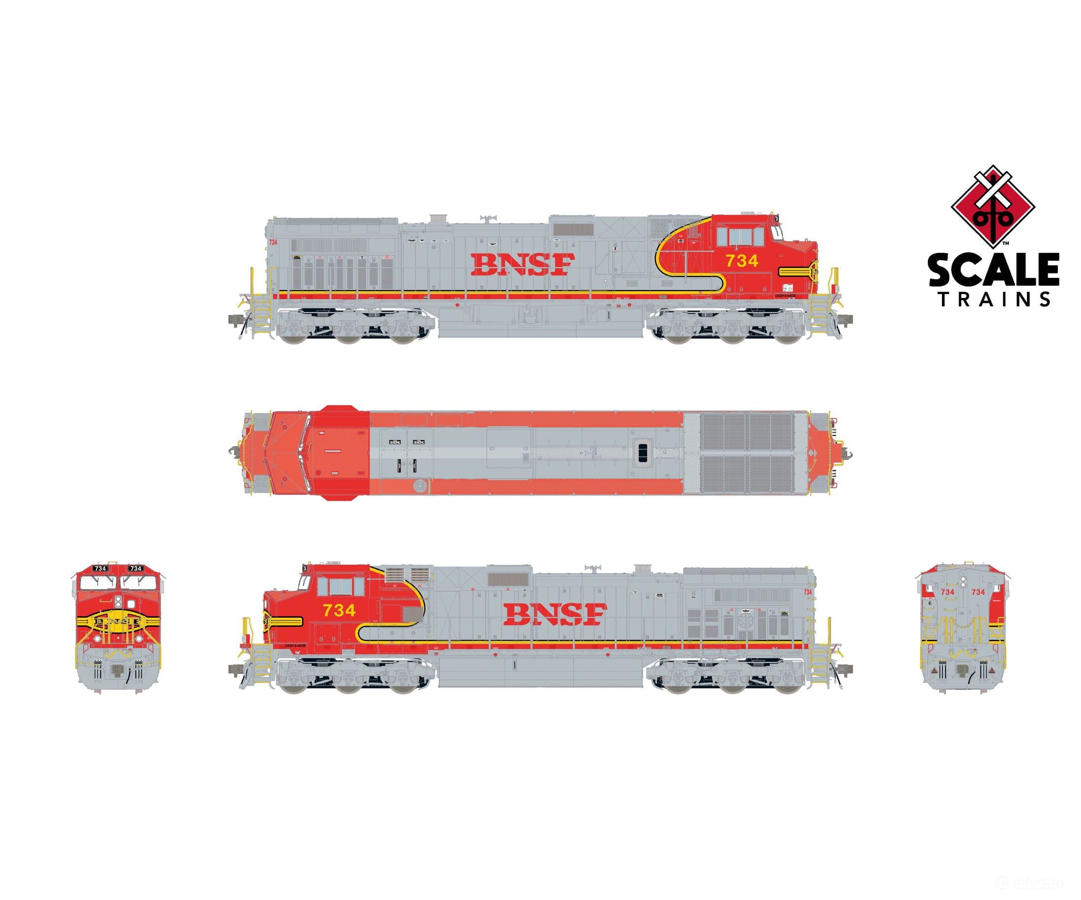 ScaleTrains SXT41542 Rivet Counter HO Scale GE DASH 9-44CW BNSF/Warbonnet/BNSF Nose Lettering 797 DC/DCC Ready