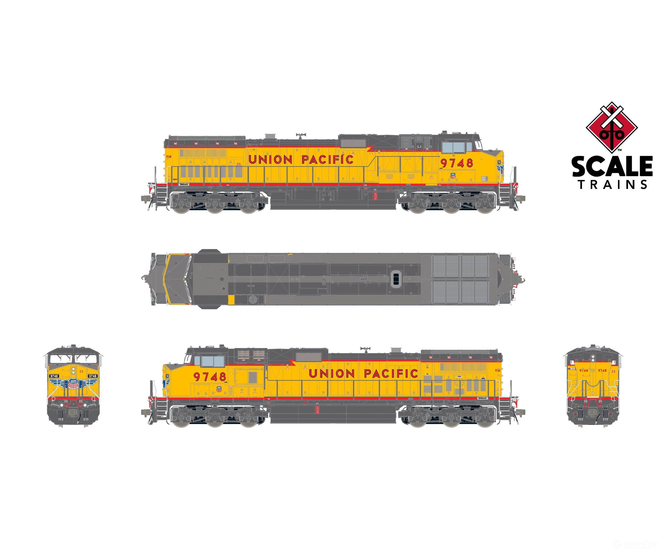 ScaleTrains SXT41585 Rivet Counter HO Scale GE DASH 9-44CW Union Pacific/Winged Nose Logo/Red Sill Stripe 9748 DCC &