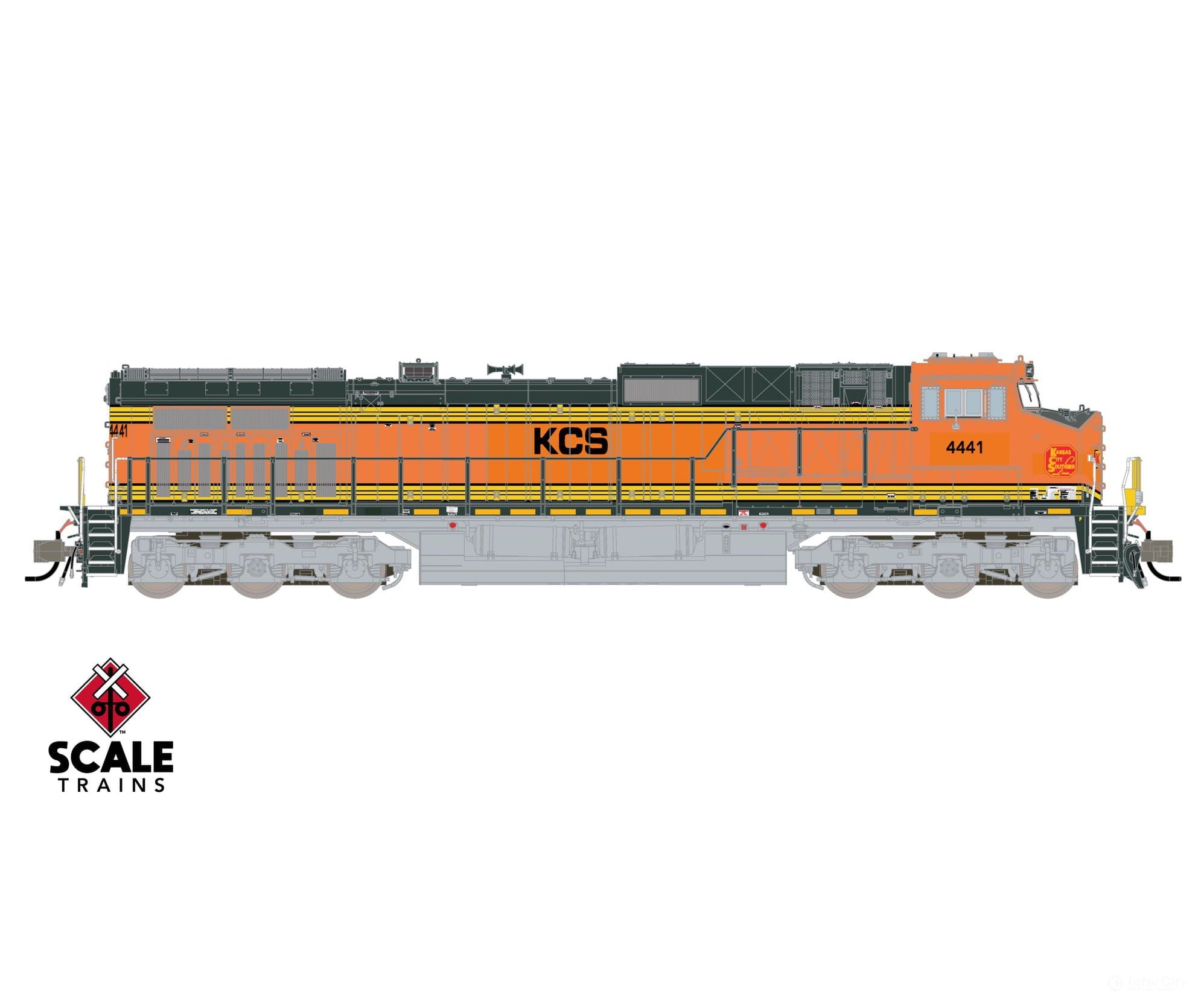 ScaleTrains SXT41725 Rivet Counter N Scale GE DASH 9-44CW Kansas City Southern/ex-BNSF Heritage II Patched/Faded Yellow