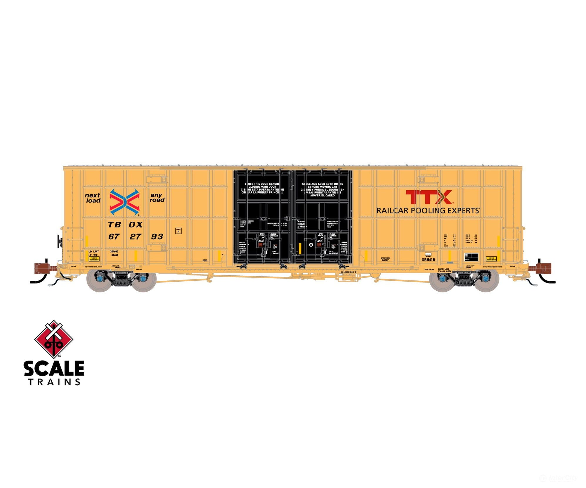 ScaleTrains SXT41802 Rivet Counter N Scale Trinity 60’ 7500 8’ Double-Plug-Door High-Cube Boxcar (XRH61B)