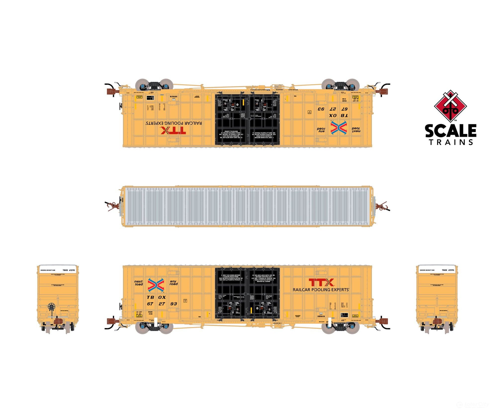 ScaleTrains SXT41805 Rivet Counter N Scale Trinity 60’ 7500 8’ Double-Plug-Door High-Cube Boxcar (XRH61B)