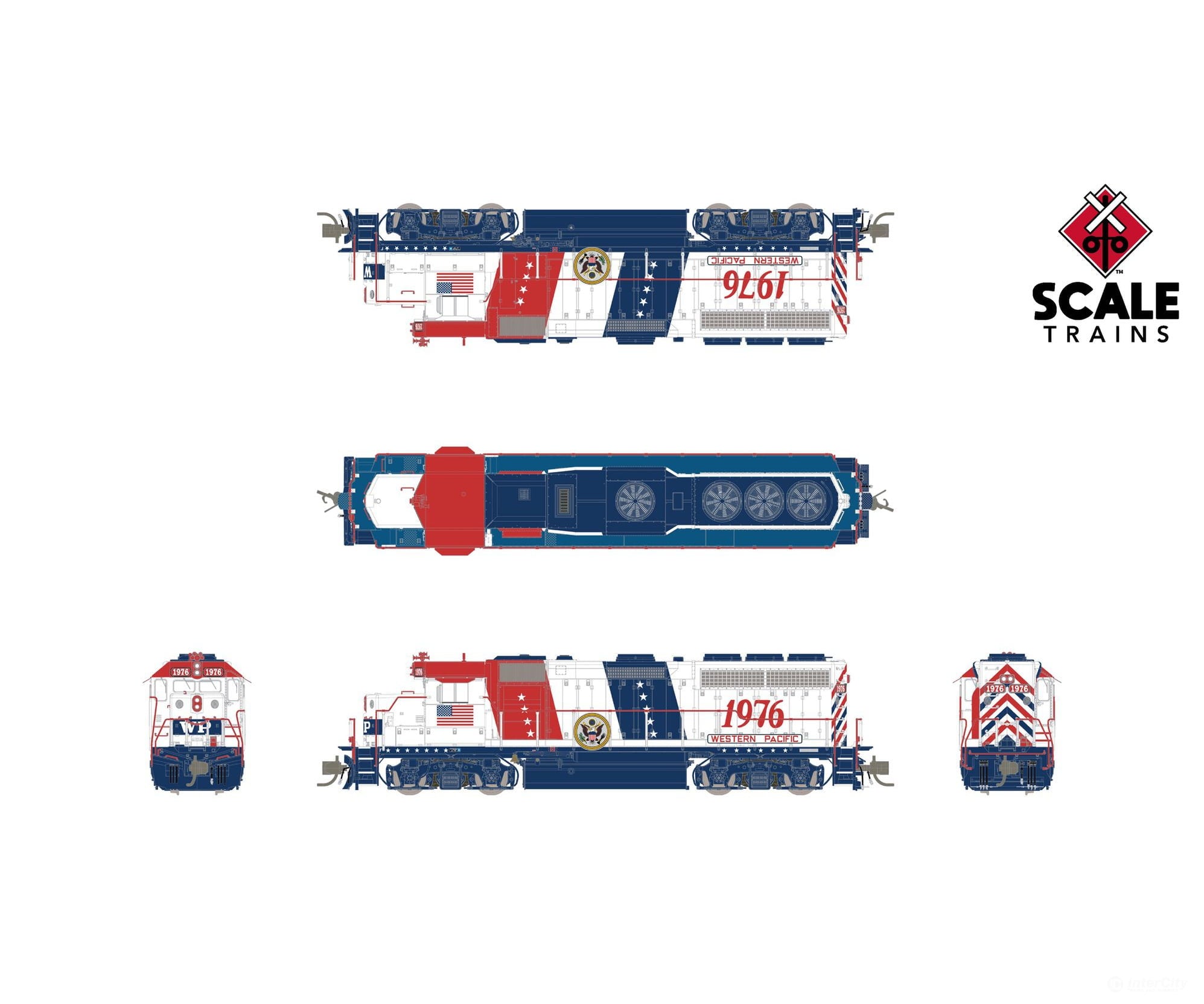 ScaleTrains SXT42005 Rivet Counter N Scale EMD GP40 Phase IIc Western Pacific/Bicentennial 1776 DCC & Sound Equipped