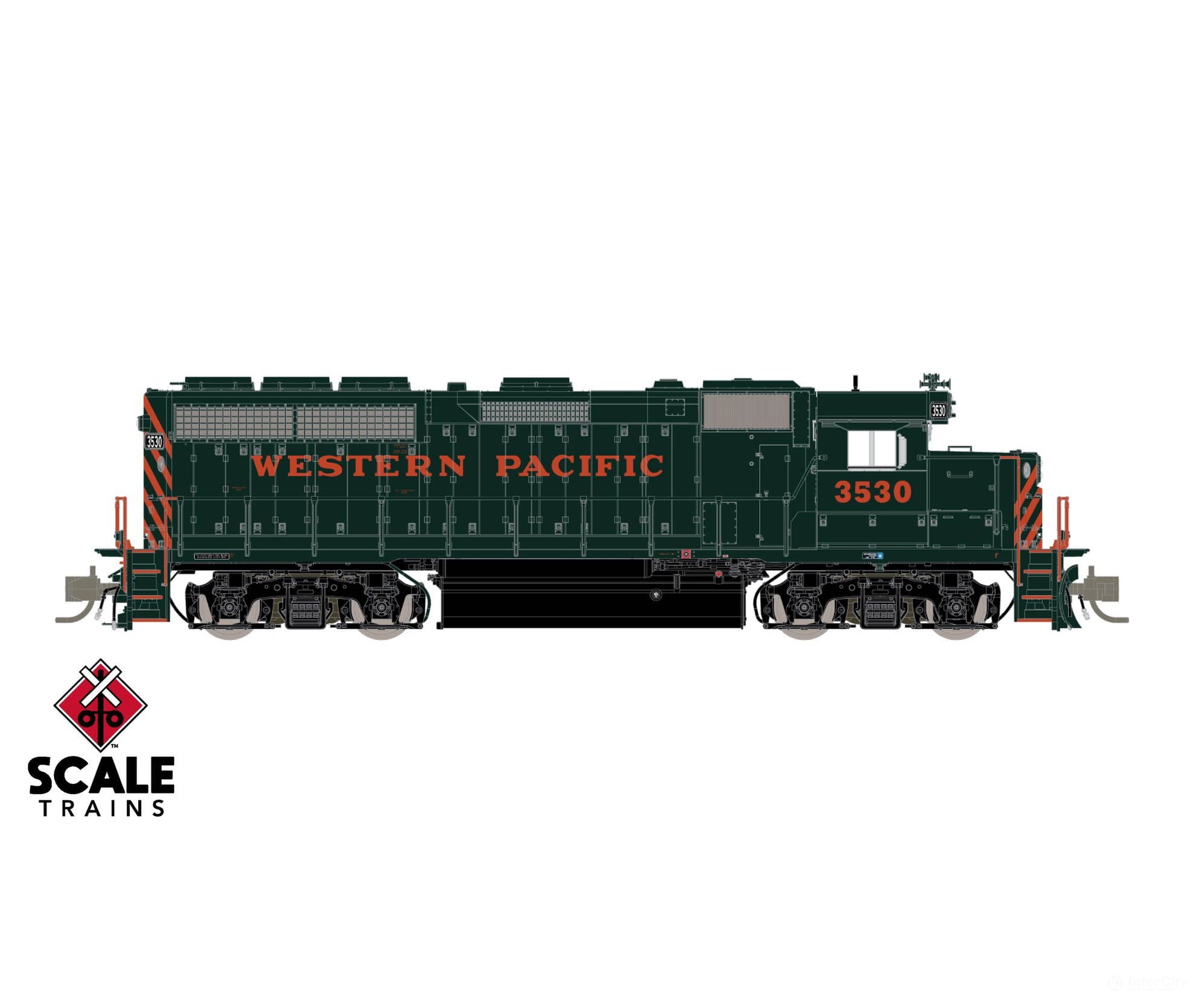 ScaleTrains SXT42011 Rivet Counter N Scale EMD GP40 Phase IIc Western Pacific/Perlman Green/Without Front Pilot Stripes