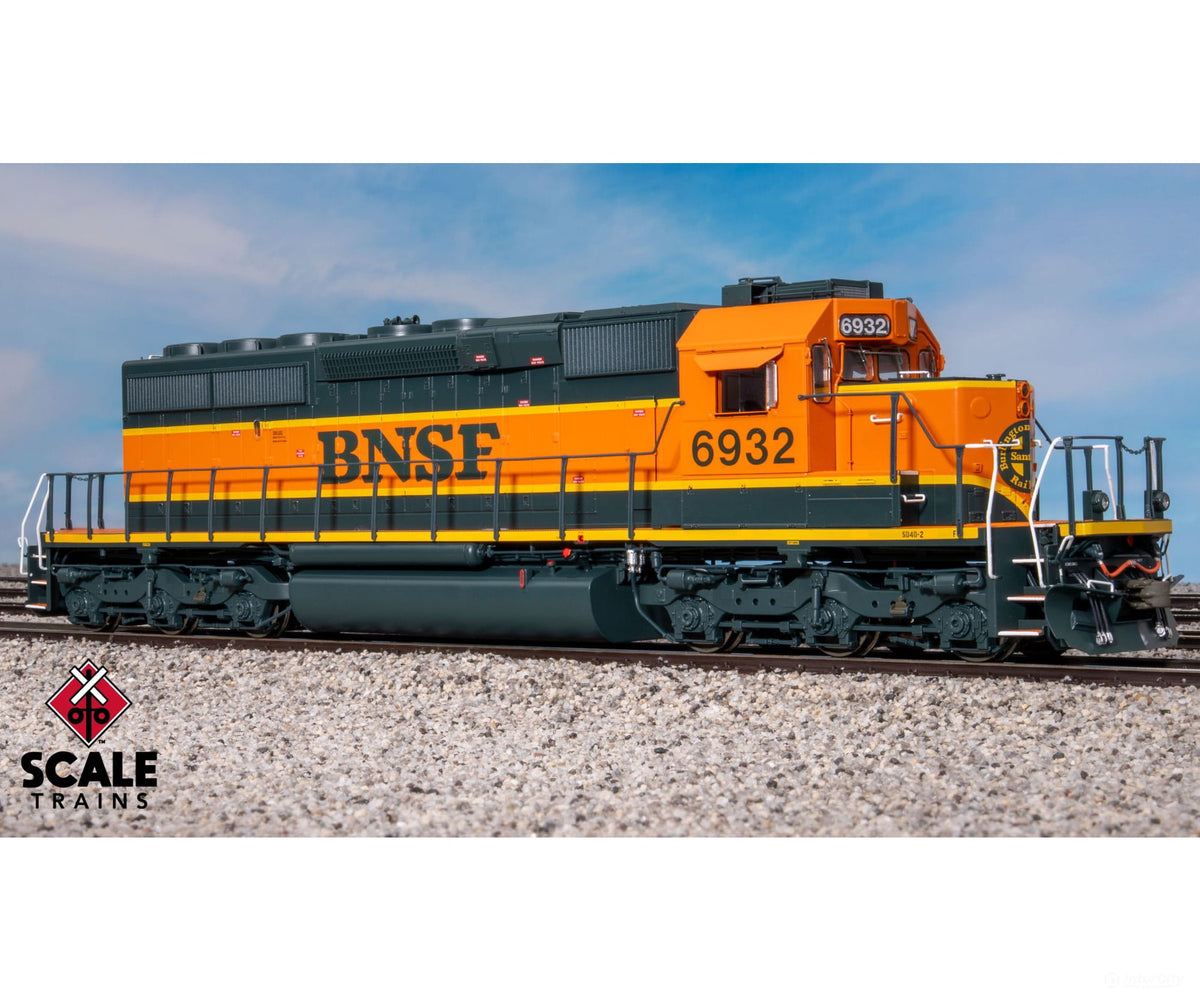 ScaleTrains SXT42141 Rivet Counter HO Scale EMD SD40-2 BNSF/Heritage I/Ditch Lights/Orange Walkway/Green HVAC 6932