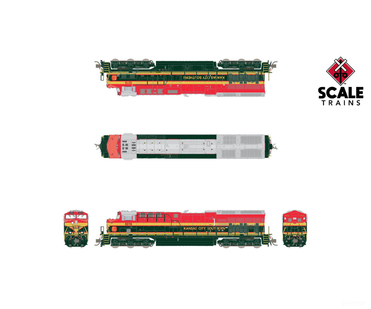 ScaleTrains SXT42528 Rivet Counter N Scale GE ET44AC Kansas City Southern/Belle 5020 DCC & Sound Equipped - Locomotives