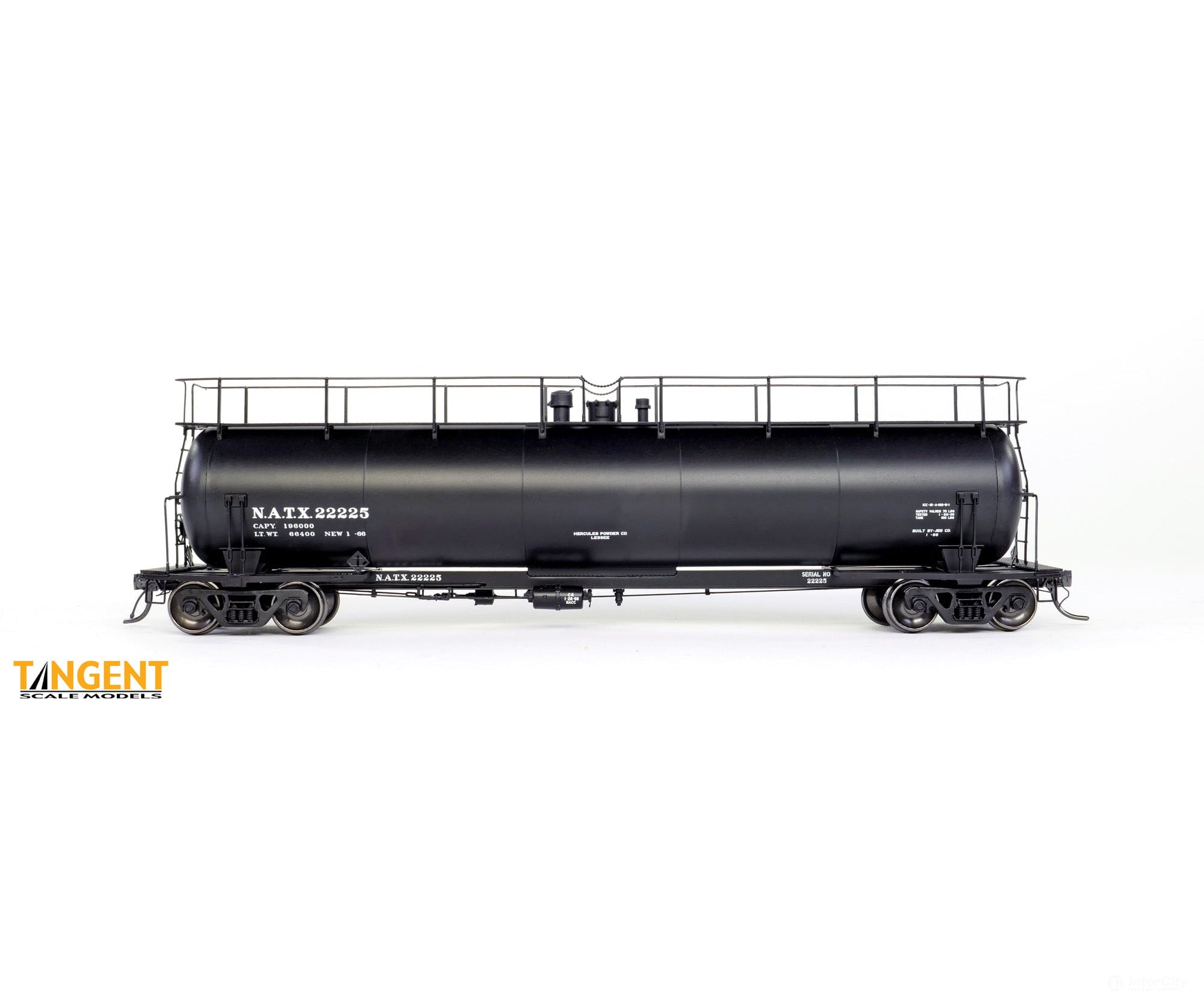 Tangent HO 31011-01 NATX “Black Lease Delivery 1966” NACC 1963-Design 20,500gal Non-Insulated Tank #22223 - Freight Cars