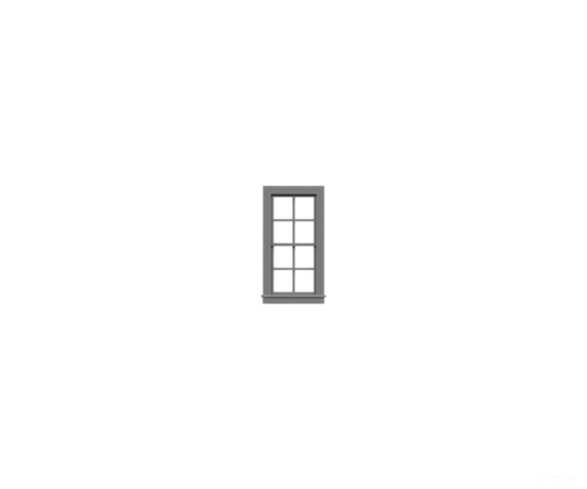 Tichy Train Group 2047 Double-Hung Window w/Glazing & Shades -- 4-Over-4 Pane Scale 24 x 51’’ (.555 x 1.115’’ Opening)