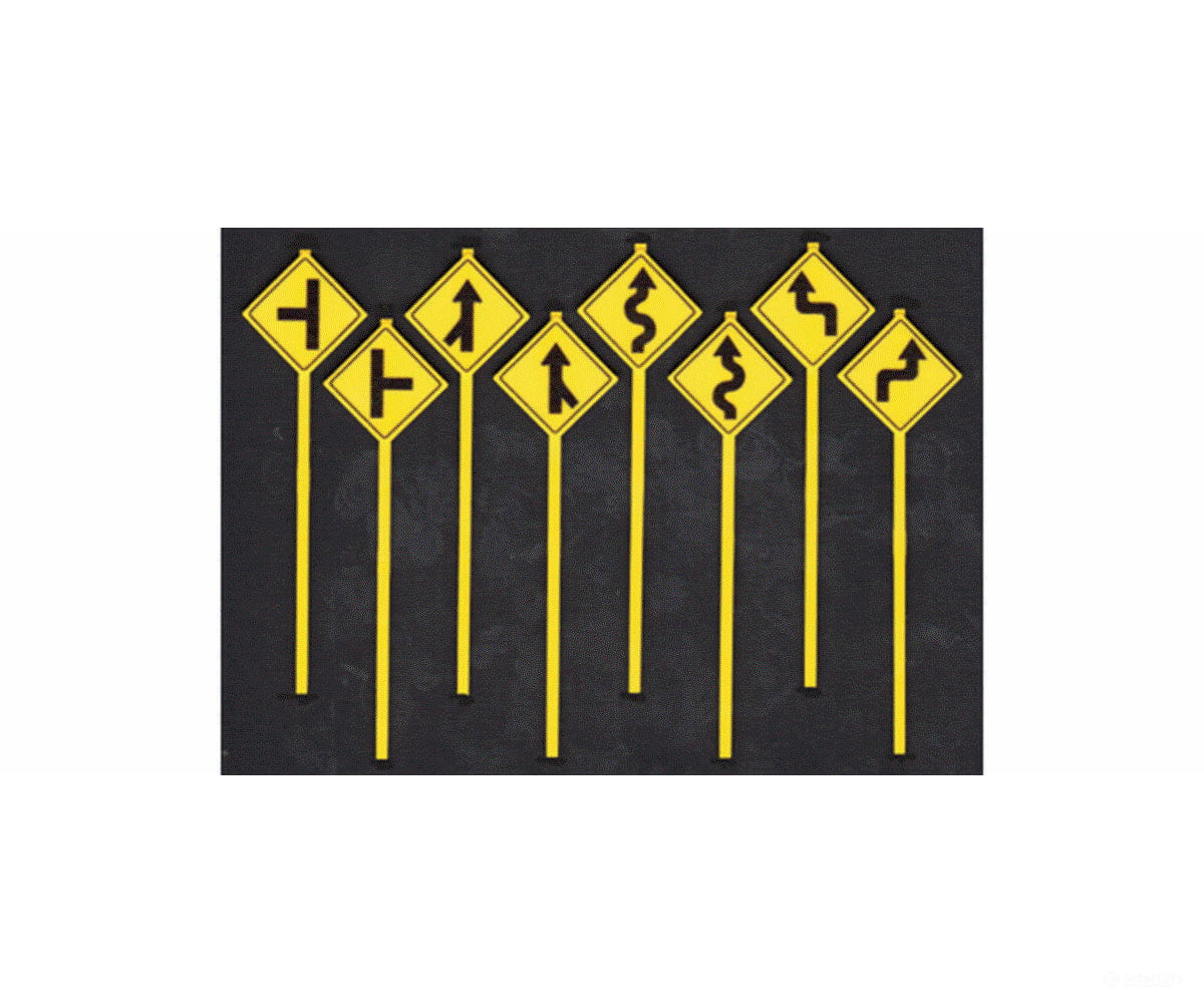 Tichy Train Group 3549 Road Path Warning Signs -- Set #2 Pkg(8) Scenery Details