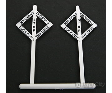 Tichy Train Group 8179 Railroad Crossing Warning Sign Pkg(10) -- Early Diamond Style - Look Out For