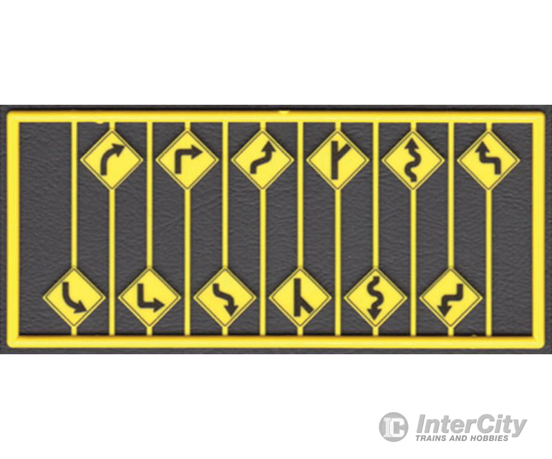 Tichy Train Group 8254 Highway Road Path (Arrow) Warning Signs -- Yellow W/Black Print 12 Pieces 2