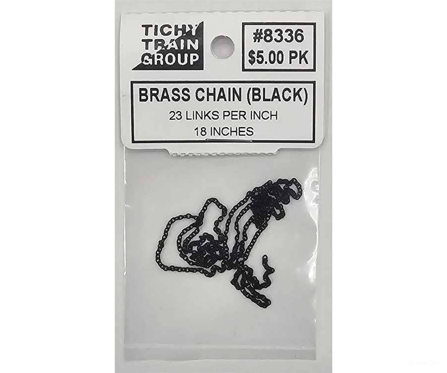 Tichy Train Group 8336 Blackened Brass Chain - 23 Links Per Inch 18’’ 45.7cm Length Scratch Building Supplies