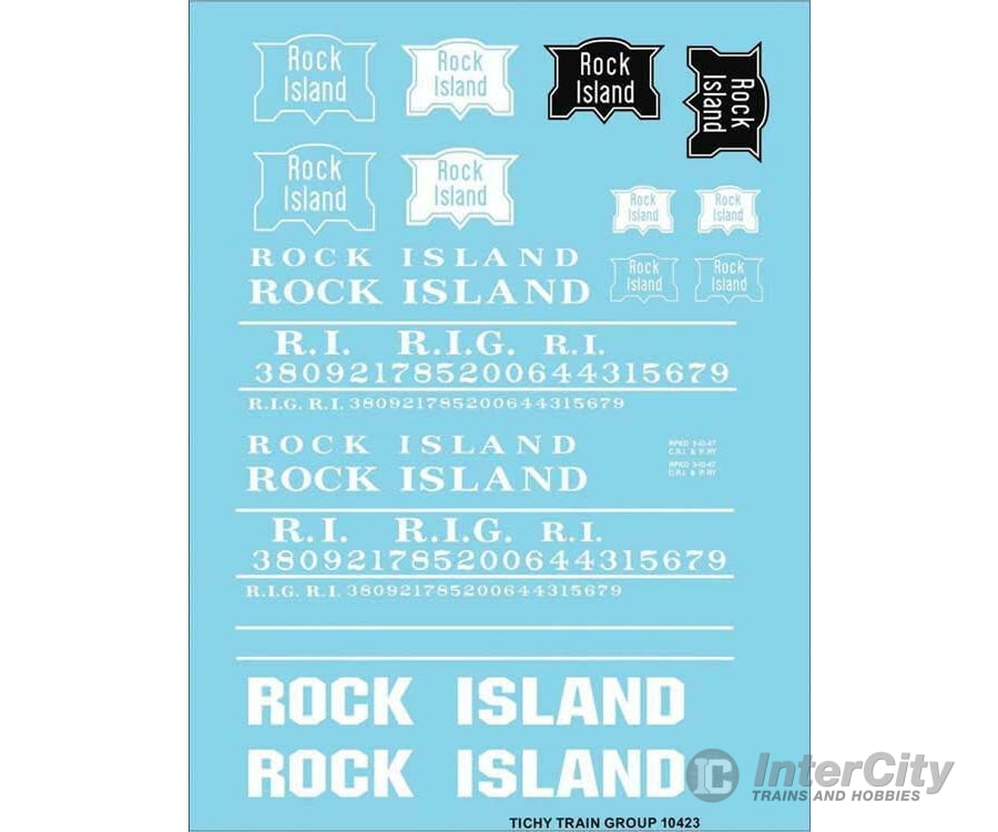 Tichy Train Group Ho 10423 Railroad Decal Set - Rock Island Roadnames (White) Decals