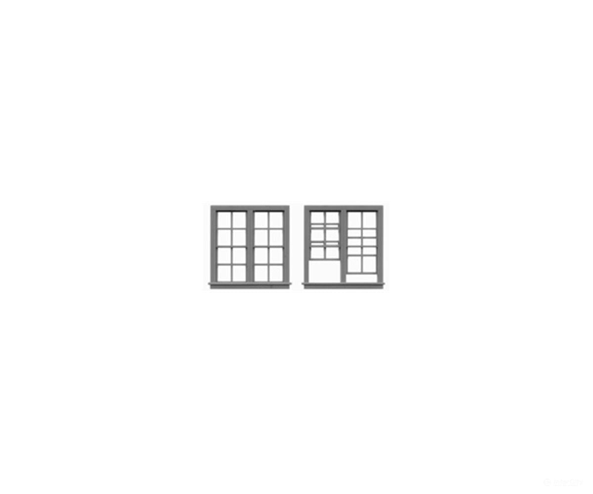 Tichy Train Group 8070 Windows - Double Hung pkg(6) -- 4/4 Double Window (Matches #8028/8069); Scale 60’’ Wide x 62’’