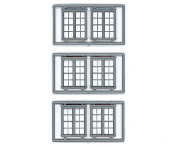 Tichy Train Group 8126 Windows - Double Hung Pkg(6) -- 4/4 (Matches #8030); 64 X 80 (Fits .81 .99: