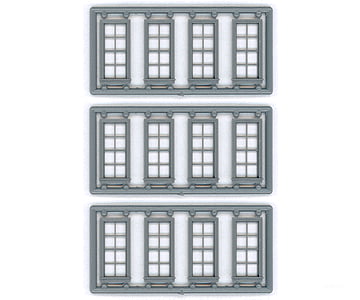 Tichy Train Group 8131 Windows - Double Hung Pkg(12) -- 4/4 Double; 27 X 64 (Fits .36 .78 Opening)