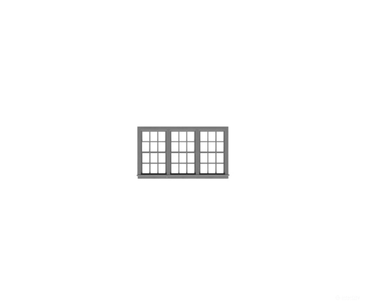 Tichy Train Group 8161 6/6 Double Hung Triple Unit Window pkg(3) -- Scale 121 x 60’’; Fits 1.42 x.765’’ Opening