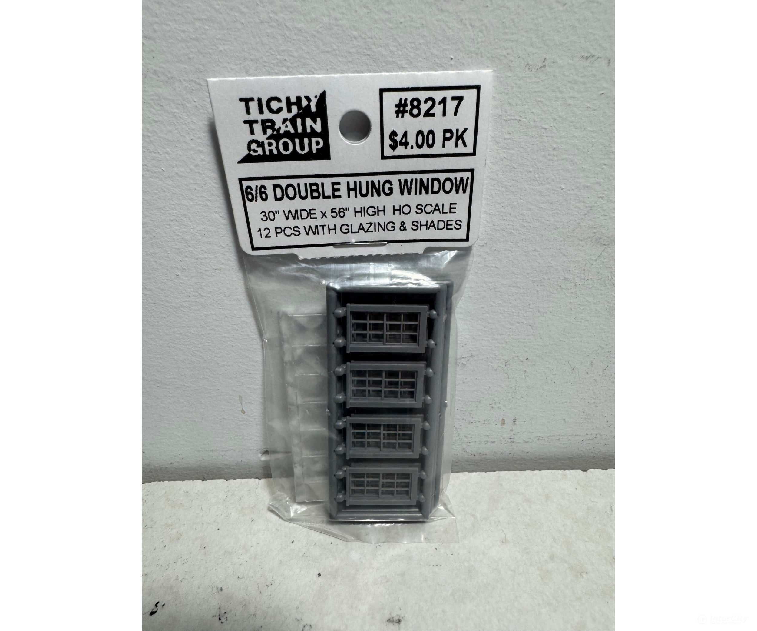 Tichy Train Group 8217 6/6 Double-Hung Window W/Glazing & Shades (Styrene) -- Scale 30 X 56’’