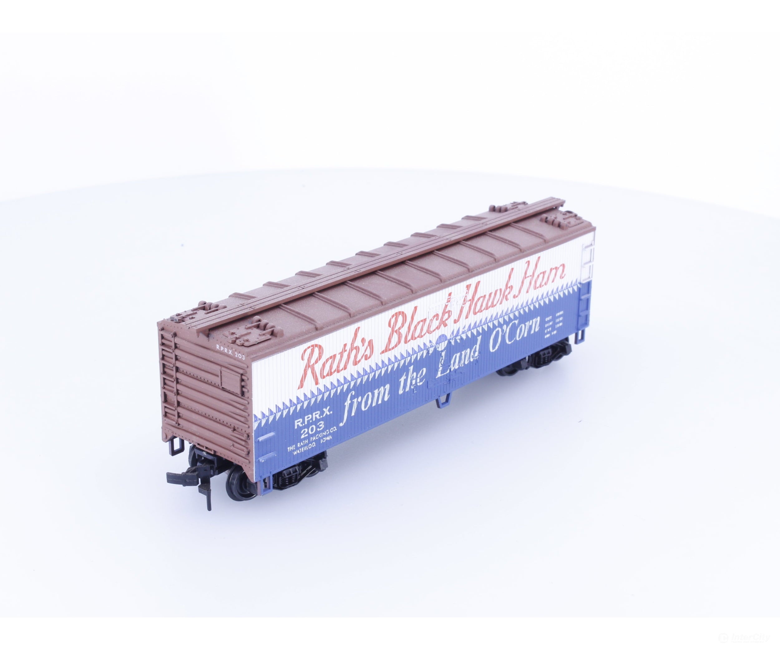 Train Miniature 8088 HO 40’ Single Door Boxcar Rath’s Black Hawk Ham (RPRX) 203 - Freight Cars
