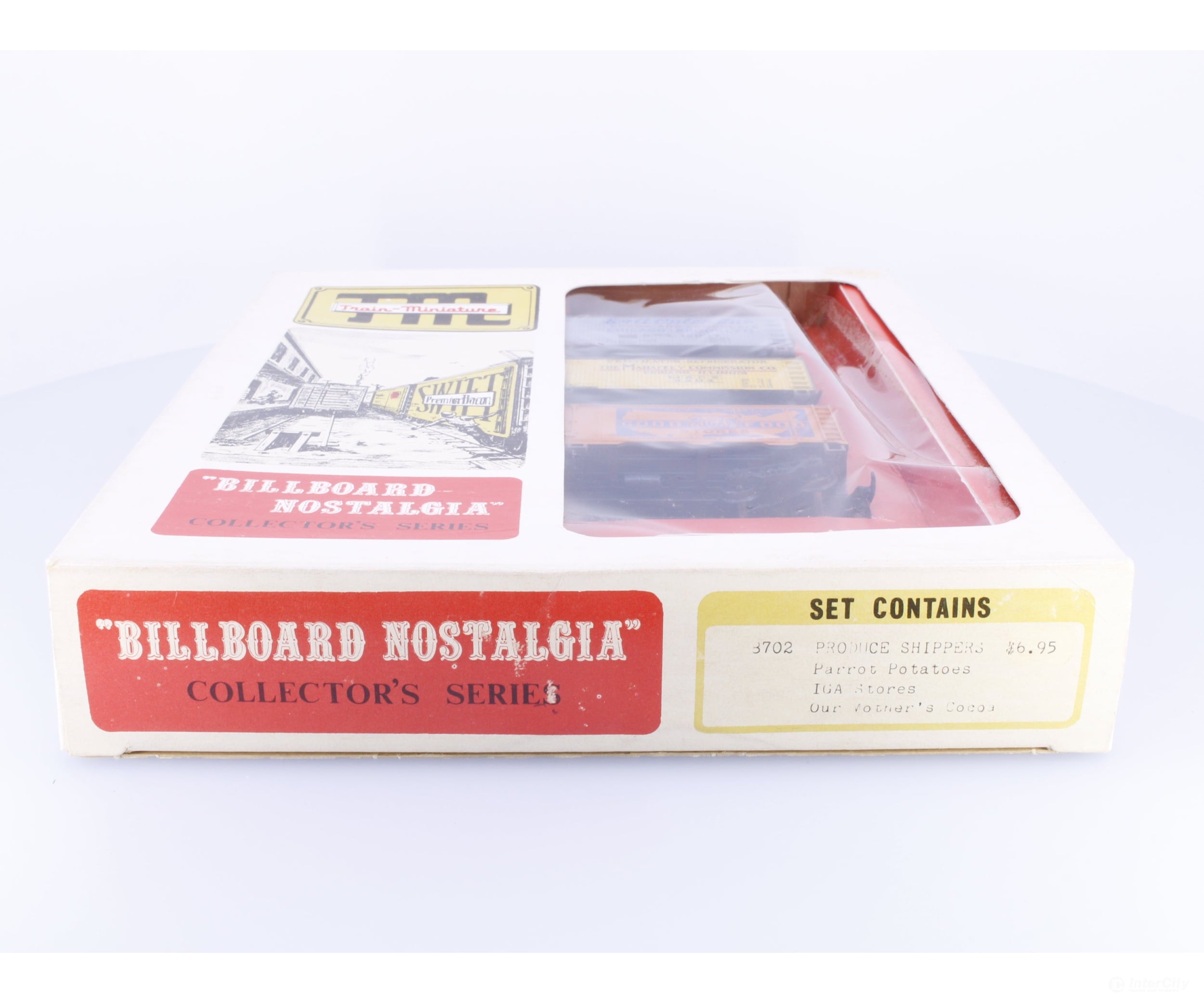 Train Miniature 8702 HO Billboard Nostalgia Produce Shippers Boxcar Set Parrot Potatoes IGA Stores Our Mother’s Cocoa