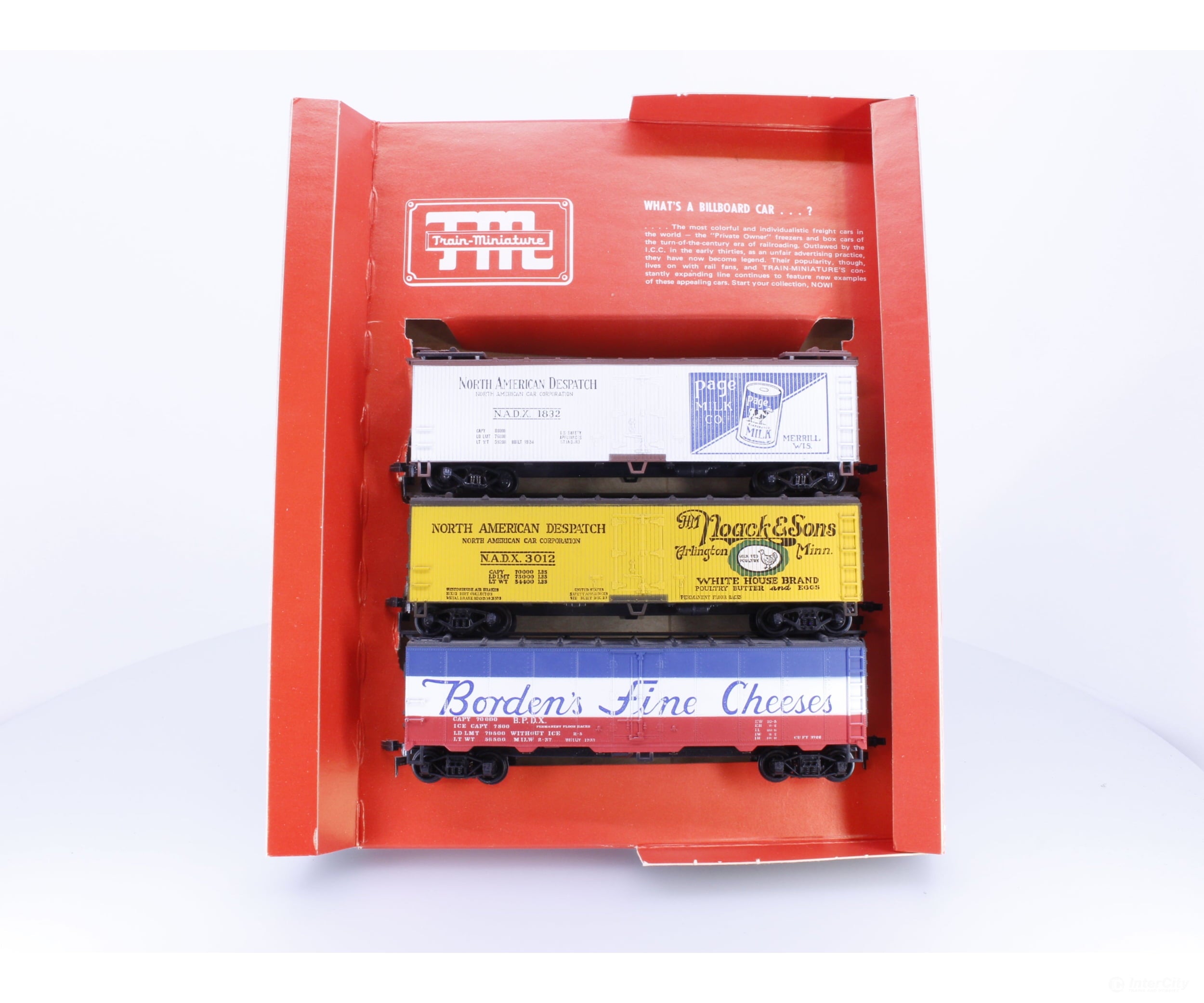 Train Miniature 8704 HO Billboard Nostalgia Dairy Products Boxcar Set Page Milk Co Noack Eggs Borden’s Cheese 1832 3012