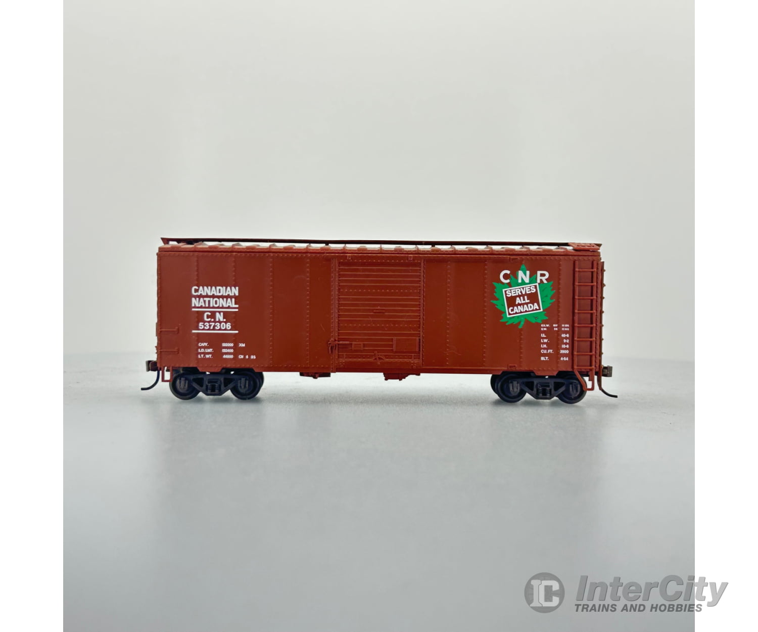 Trains Canada 40 Box Car Maple Leaf Serves All Cn 537306 Freight Cars