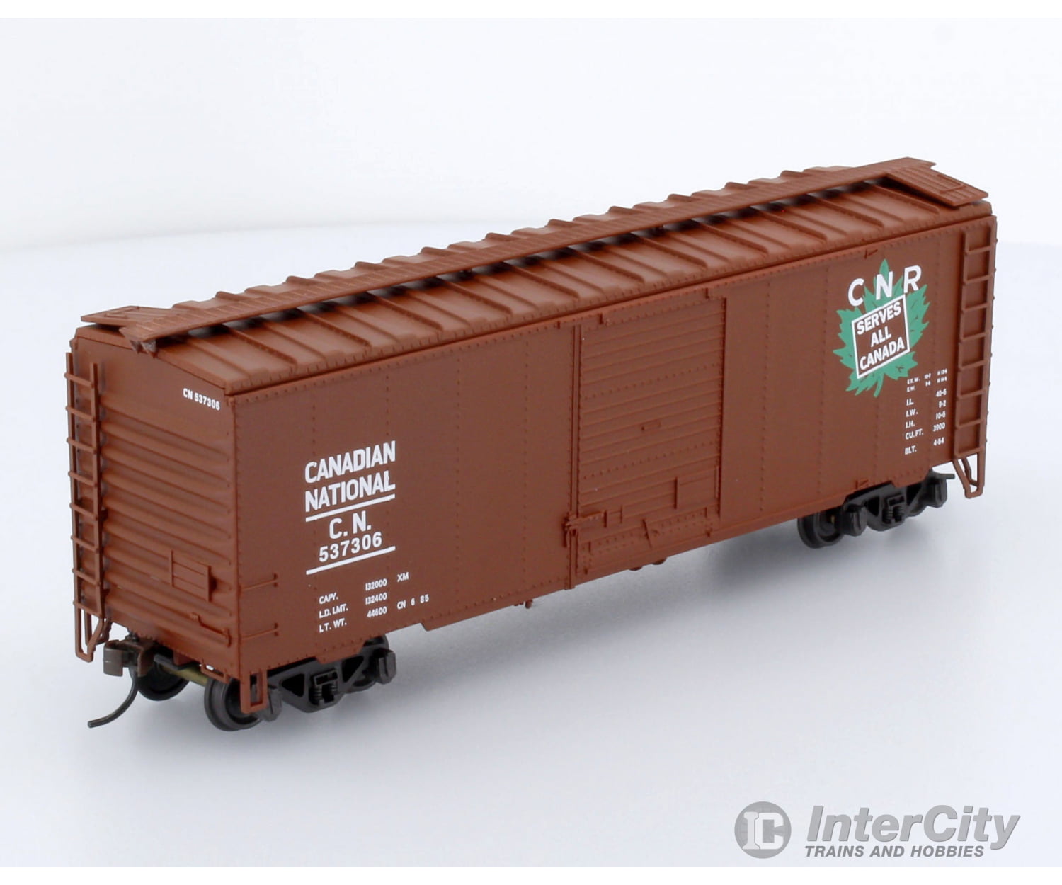 Trains Canada Ho Scale Cn Canadian National 40 Box Car Angled Maple Leaf Serves All Logo Freight