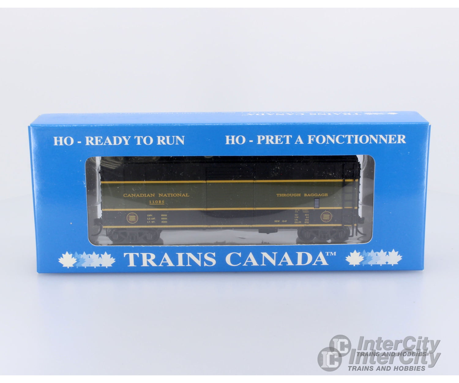 Trains Canada HO Scale CN Canadian National 40' Through Baggage Car Green/Black Livery - Default Title (CH-TRCA-12018-106)
