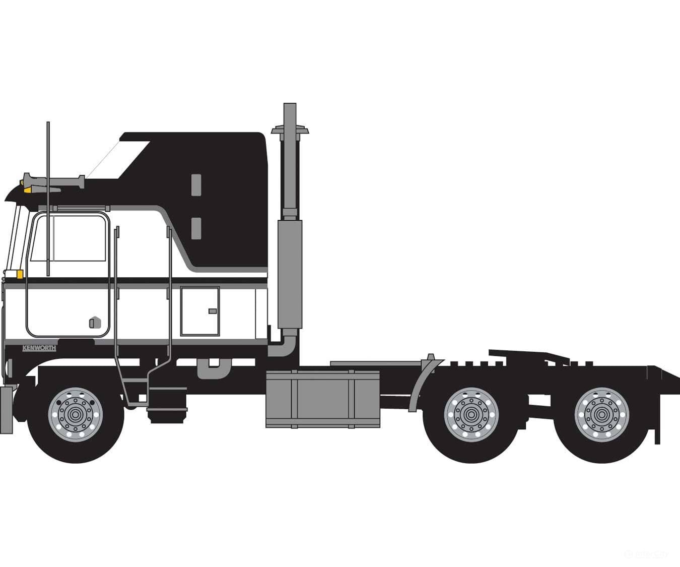 Trainworx N 41065 1970s Kenworth K100 Potomac Tractor w/Aerodyne Sleeper Cab - Assembled - Black White Cars & Trucks