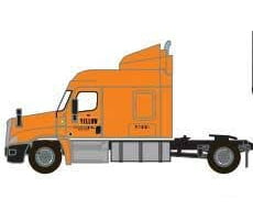Trainworx N 4258501 Freightliner Cascadia Mid-Roof Tractor - Assembled - Yellow #1 (orange Narrow Lettering Logo) Cars