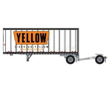Trainworx N 4288504 28’ Pup Van Trailer with Converter Dolly - Assembled - Yellow #4 (white Orange Stripe; Billboard