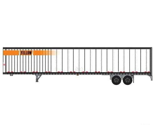 Trainworx N 4538509 Hyundai 53’ Dry Van Semi Trailer - Assembled - Yellow #3 (white Orange Fading Stripe; Narrow