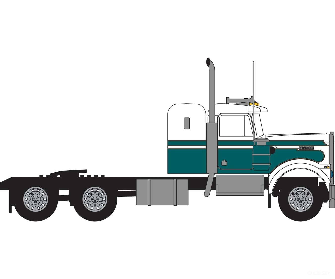 Trainworx N 49035 1970s Kenworth W900 Seminole Tractor w/36’’ Sleeper Cab - Assembled - White Green Cars & Trucks