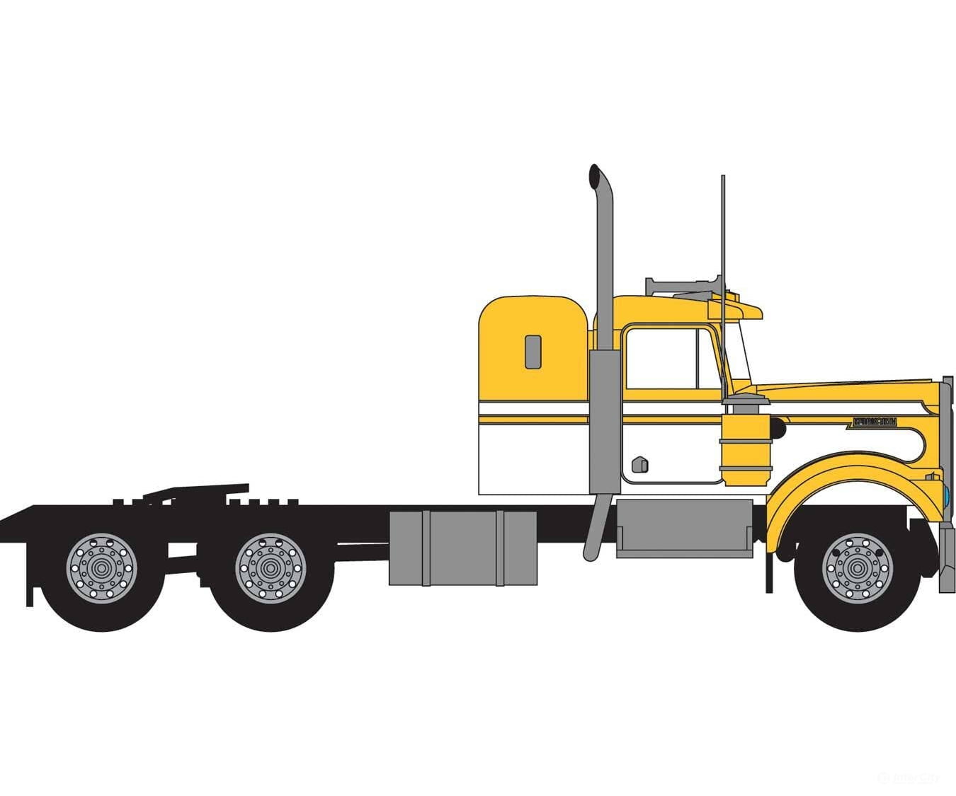 Trainworx N 49036 1970s Kenworth W900 Seminole Tractor w/36’’ Sleeper Cab - Assembled - Yellow White Cars & Trucks