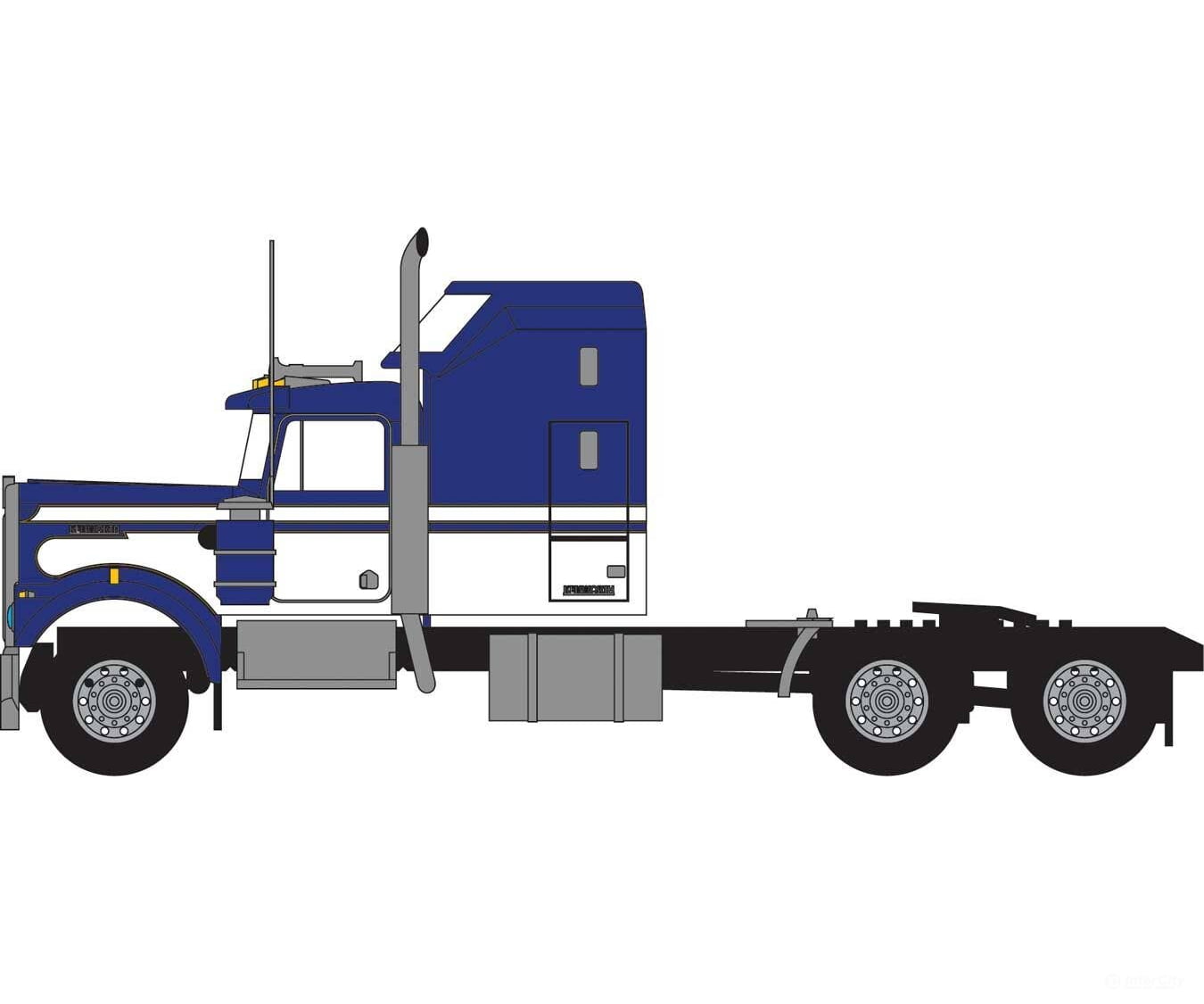 Trainworx N 49044 1970s Kenworth W900 Seminole Tractor w/60’’ VIT Aerodyne Sleeper Cab- Assemb - Blue White Cars &