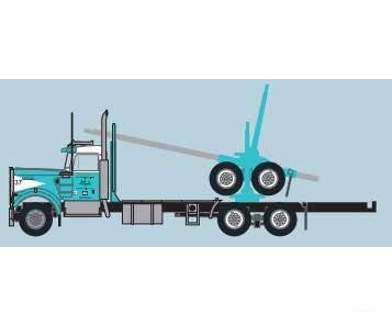 Trainworx N 49088 Kenworth W900 Log Truck with Trailer - Assembled - Robinson (teal white) - Cars & Trucks