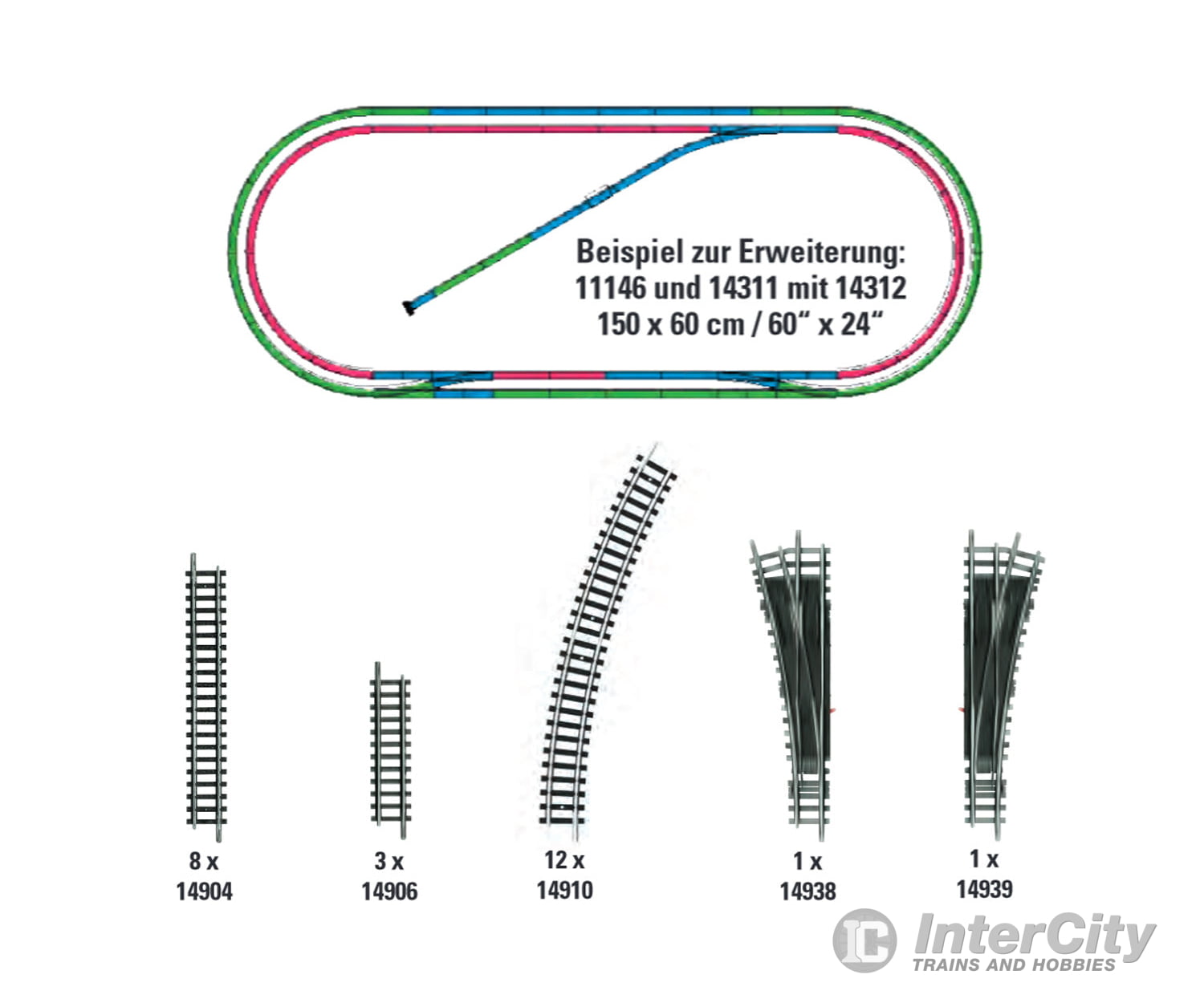 Trix 14312 H2 Track Extension Set - Default Title (IC-TRIX-14312)
